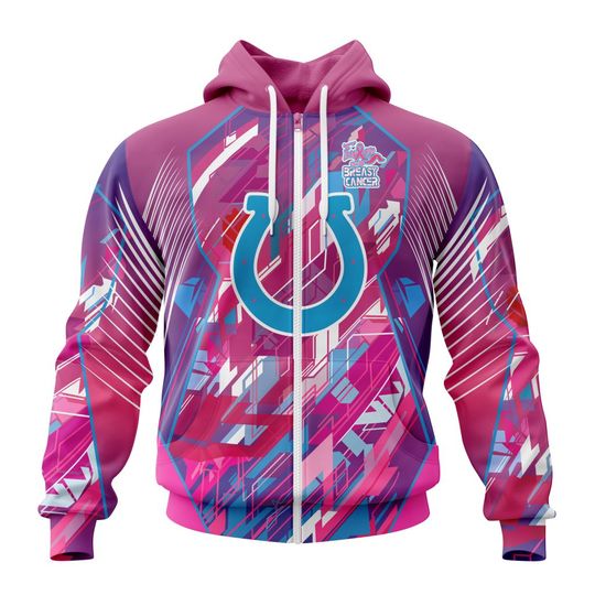 Discover football Indianapolis Colts Breast Cancer Zip Up Hoodie