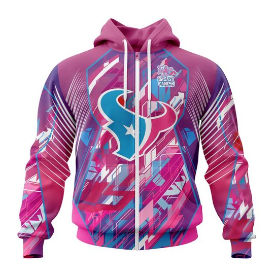 Discover football Houston Texans Breast Cancer Zip Up Hoodie