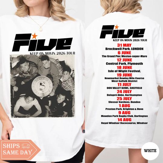 Discover Five Boy Band T Shirt, Keep on Movin 2026 Uk Tour matching T shirt