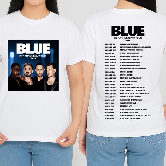 Discover Blue 25th Anniversary Tour 2026 T Shirt, UK Concert Dates Tee Boyband Fan Shirt, Retro Pop Music Gift