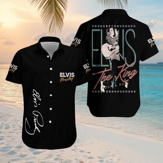 Discover Elvis Presley Hawaiian Shirt, Elvis Presley Button Shirt, Elvis The King Of Rock Roll Hawaiian Shirt, Button Up Shirt, Elvis Shirt