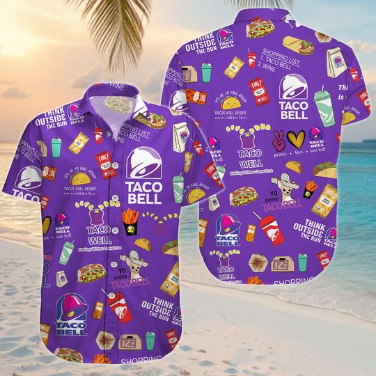 Discover Funny Taco Bell Hawaii Shirt, Fast Food Button Shirt, Taco Lover Men Shirt, Taco Bell Fan Gifts