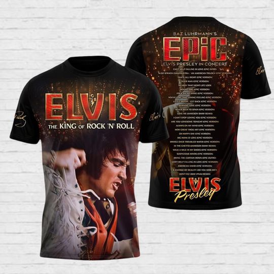 Discover Elvis Presley In Concert 2026 3D Shirt, Epic Elvis Shirt, King Of Rock Tee Shirt, Rock N Roll Gift
