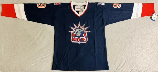 1996 Wayne Gretzky New York Rangers Navy Blue Hockey Jersey