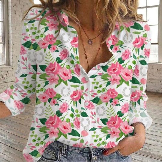 Discover Kentucky Derby Blouse Shirt, Horse Racing Woen Shirt,Derby Ladies Top, Derby Day Casual Shirt, Horse Lovers Gift