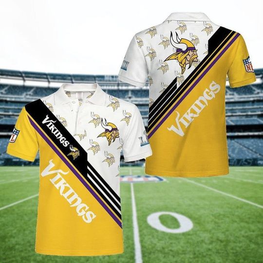 football Minnesota Vikings White Yellow Polo Shirt