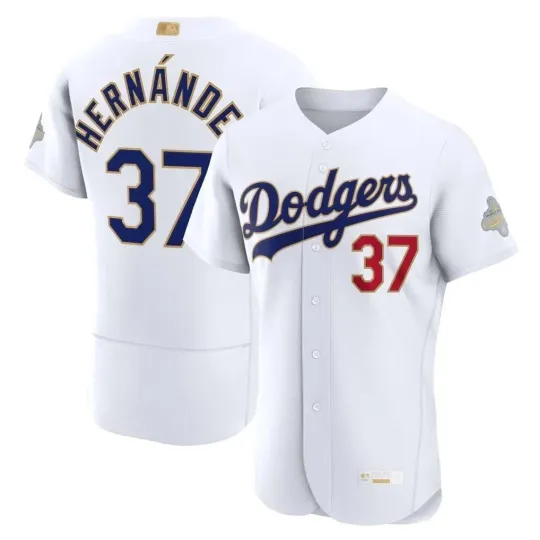 Discover Teoscar Hernández Dodgerss Men's White 2026 Gold Collection Printed Jersey S-3XL