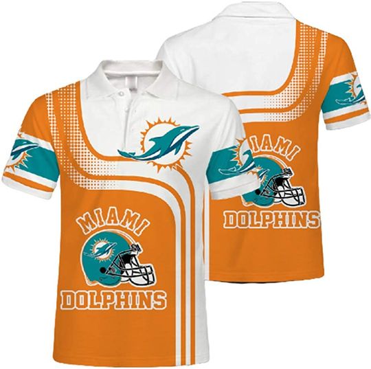 Discover football Miami Dolphins Orange White Polo Shirt