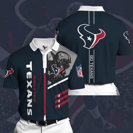 Discover football Houston Texans Blue Red Polo Shirt V10