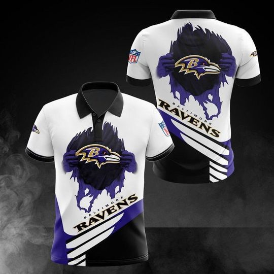 football Baltimore Ravens White Purple Polo Shirt