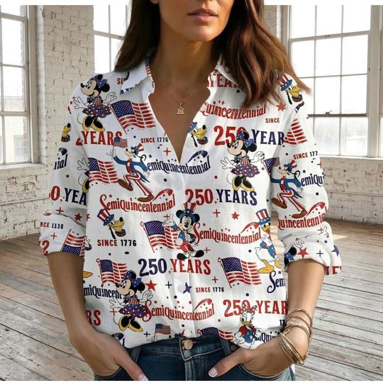 Discover Mickey And Friends 4th Of July Blouse Shirt, Disney America Flag Casual Shirt, 4th Of July Merica Women Shirt, Red White Blue Summer Shirt