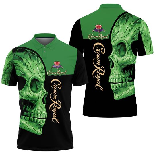 Discover Crown Royal Skull Green Polo Shirt