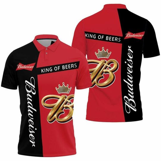 Budweiser Red Black Polo Shirt V5