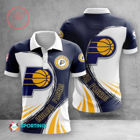 Discover NBA Indiana Pacers Blue White Polo Shirt