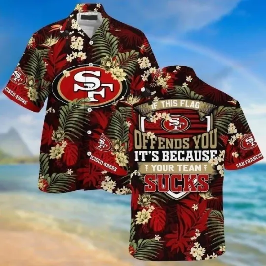 Discover San Francisco Football Team 49erss Hawaiian Shirt Hibiscus Flower Pattern Best B