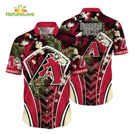 Discover Arizonna Baseball Team Diamondbackss Flower Tropical Hawaiian Button Down Shirt
