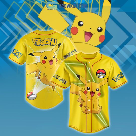 Discover PKM Pika Custom Name Cartoon Baseball Jersey