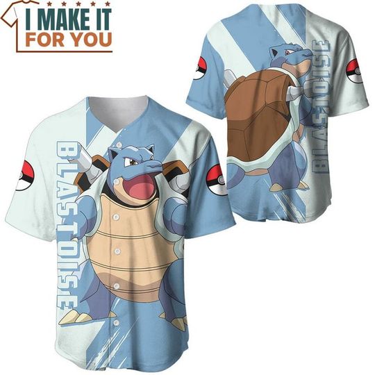 Discover PKM Blastoise Blue Baseball Jersey