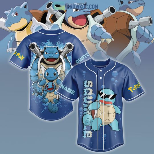 PKM Squirtle Custom Name Cartoon Movies Baseball Jersey