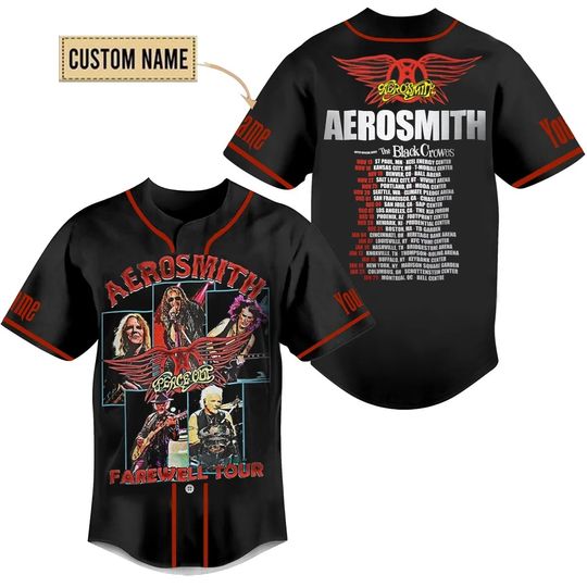 Discover Aerosmith Custom Name Farewell Tour 2023 Baseball Jersey