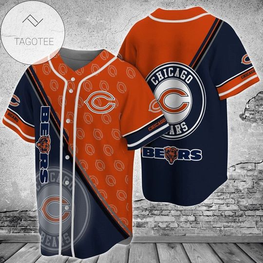 Chicago Bears Orange and Blue Logo Baseball Jersey