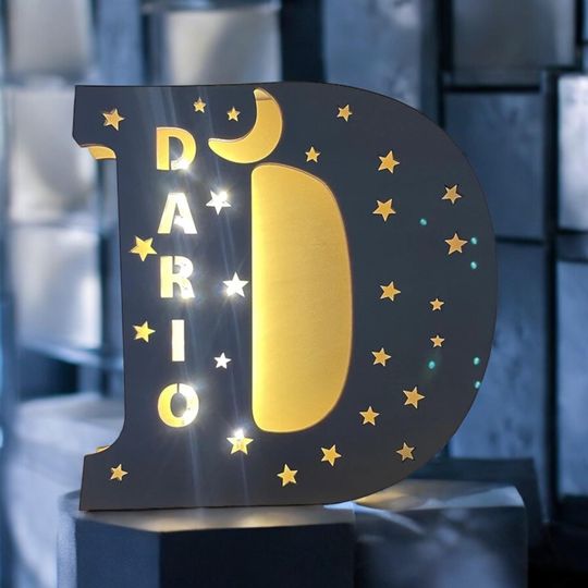Personalized LED Night Light  Custom Name Wooden Wall Decor for Kids & Baby Room