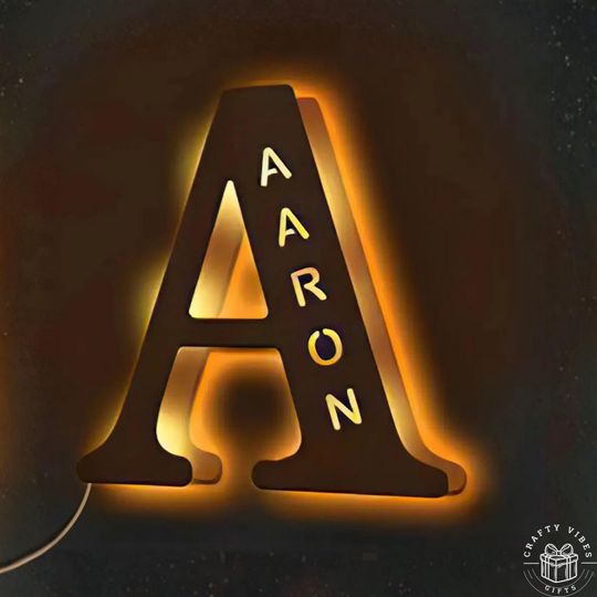 Discover Initial Sign Name Nightlight - Custom LED Nursery Lamp - Warm Glow, Durable Wood, USB Powered, Personalized Kids Room Lighting