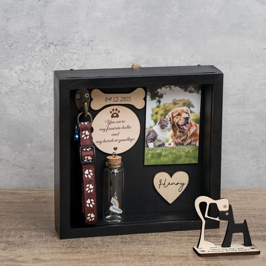 Discover Personalized Pet Shadow Box, Pet Memorial Coller Holder Frame, Pet Loss Memory Keepsake Sympathy Gifts, Cat Lover Gift, Dog Passing Gifts