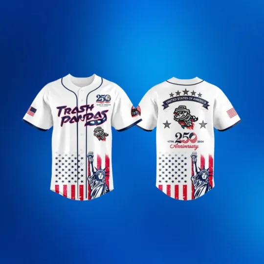 Discover Rocket City Trash Pandas 250 Anniversary Baseball Jersey
