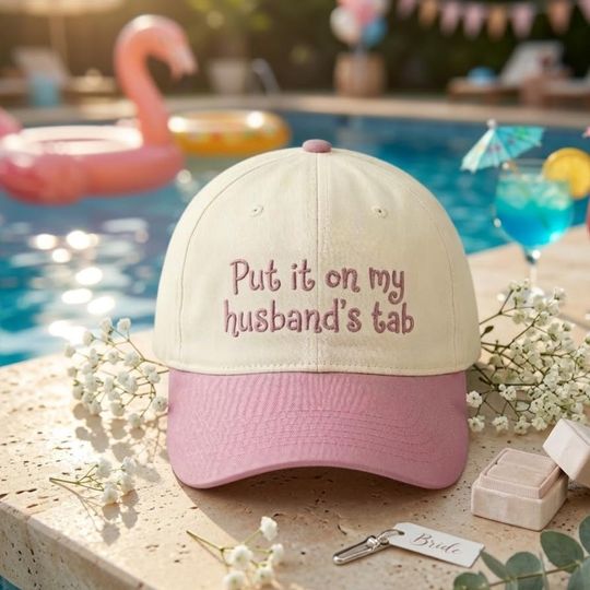 Retro Put It On My Husbands Tab Hat, Two Tone Snapback, Funny Embroidered Cap, Sarcastic Wife Gift, Trendy Trucker Hat