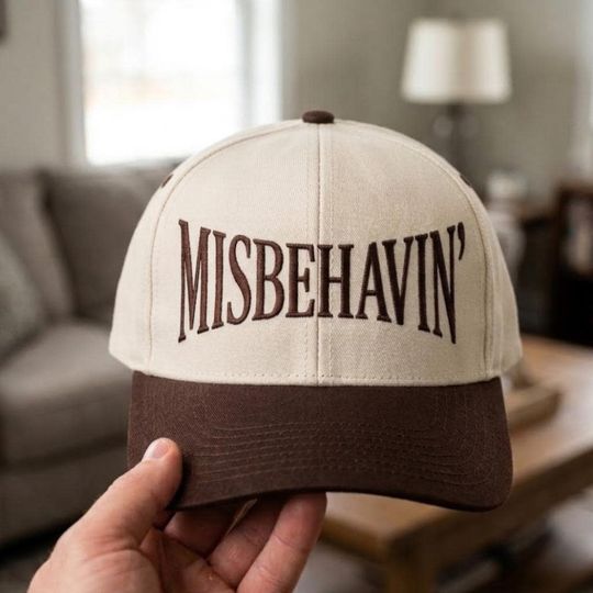 Discover Two Tone Cotton Baseball Cap: "Misbehavin'" Vintage Look Adjustable Hat