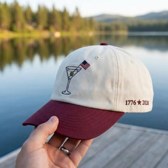 1776 2026 American Flag Martini Cap, Patriotic 4th of July Gift, USA Semiquincentennial Hat, Two Tone Baseball Hat