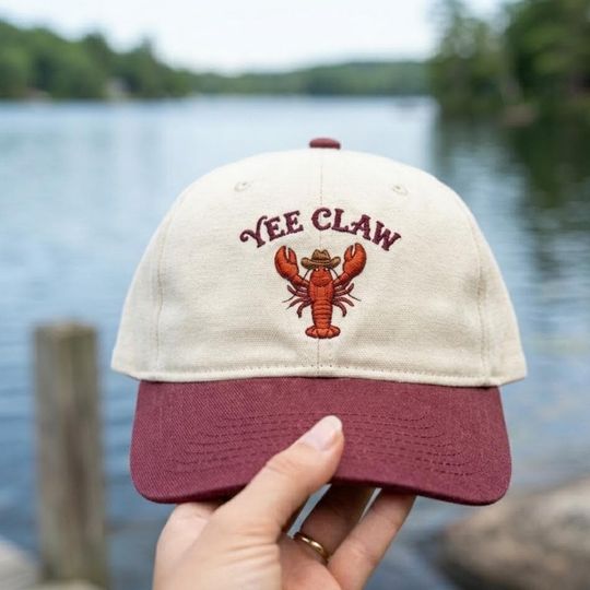 Yee Claw Lobster Cowboy Cap, Trendy Western Coastal Hat, Summer Beach Two Tone Baseball Hat