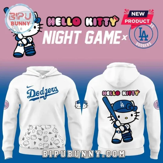 Discover Los Angeles City Dodger x Hello Kitty Night Game White Hoodie