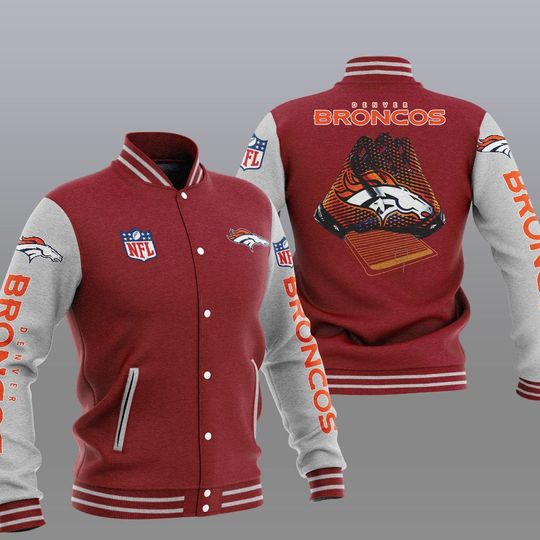 Discover football Denver Broncos Red Baseball Jacket