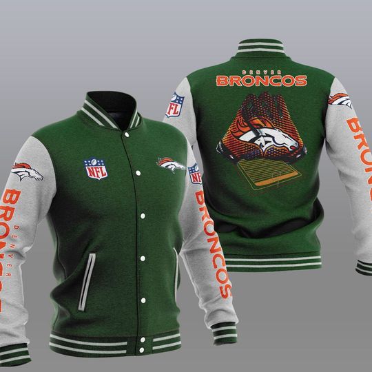 Discover football Denver Broncos Green Baseball Jacket