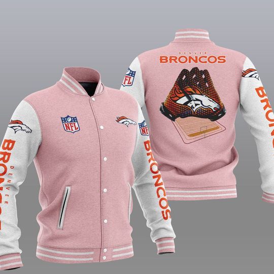 Discover football Denver Broncos Pink Baseball Jacket