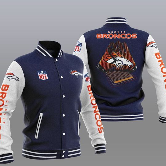 Discover football Denver Broncos Navy Blue Baseball Jacket