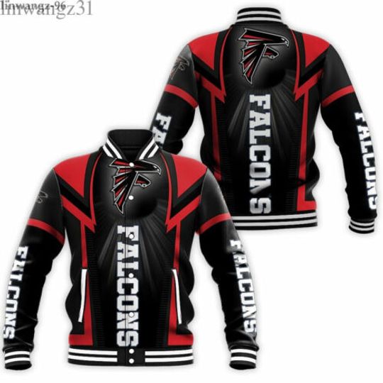 Discover football Atlanta Falcons Black Red Baseball Jacket