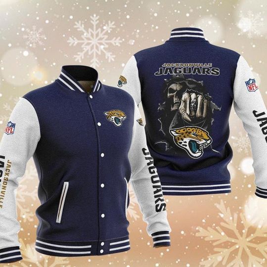 Discover football Jacksonville Jaguars Navy Skull Baseball Jacket