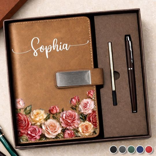 Custom Birth Month Flower Notebook Set - Personalized Birthday Gifts For Besties, Sisters, BFF, Family