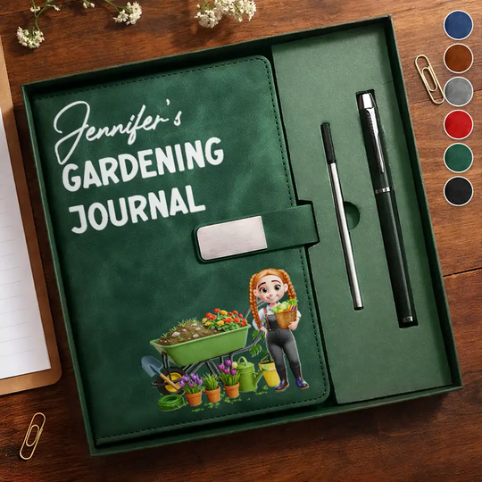Gardening Journal - Personalized Leather Notebook Set