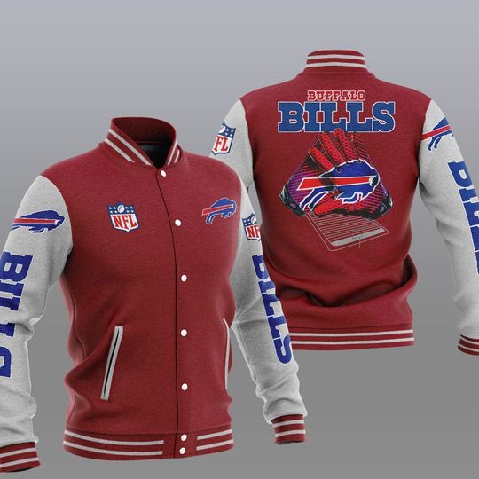 Discover football Buffalo Billss Red Baseball Jacket