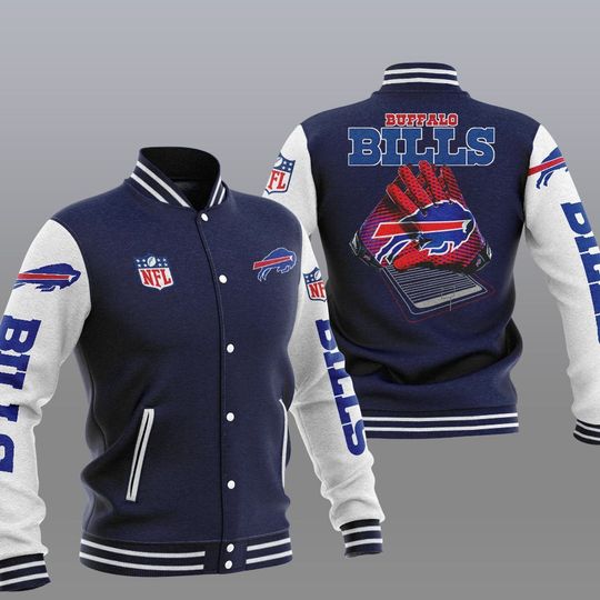 Discover football Buffalo Billss Navy Blue Baseball Jacket