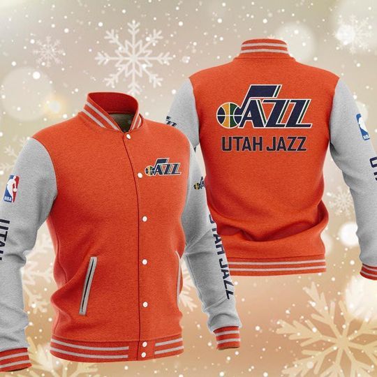 Discover Utah Jazzs Orange Baseball Jacket