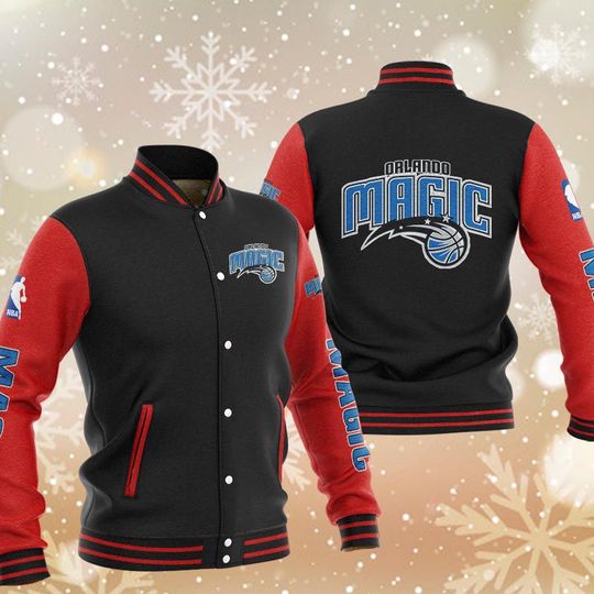 Discover Orlando Magic Black Red Baseball Jacket