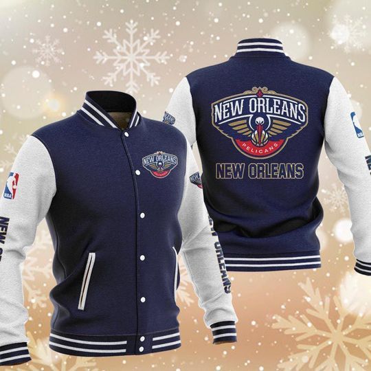 Discover New Orleans Pelicanss Navy Baseball Jacket