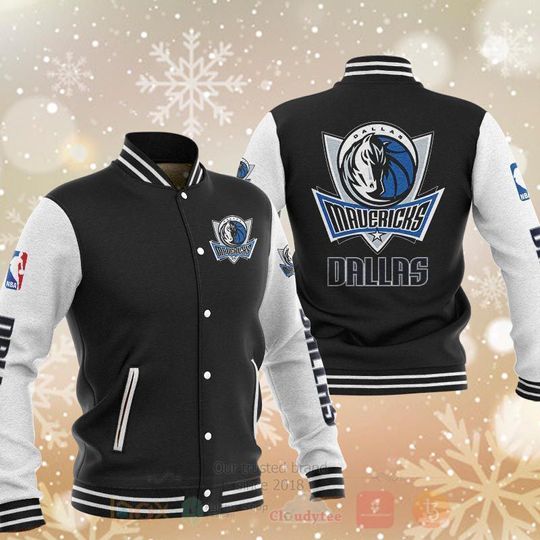 Discover Dallas Mavericks Black White Baseball Jacket