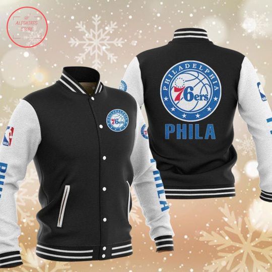 Discover Philadelphia 76erss Black White Baseball Jacket