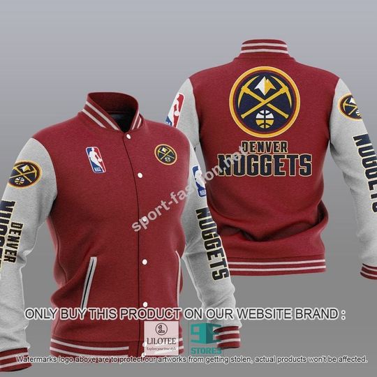 Discover Denver Nuggetss Red Gray Baseball Jacket